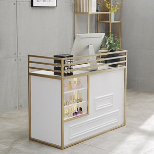 北欧ins网红接待前台 美容院美甲店铁艺收银台服装店商场白色柜台