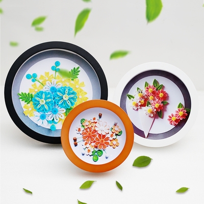 圆形立体相框创意手工diy衍纸装裱蝴蝶干花粘土标本中空加厚画框