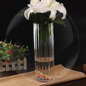水晶玻璃透明大号花器百合富贵竹仿真插花四方直筒落地花瓶摆件