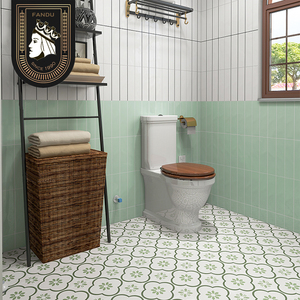 浅绿色法式复古花朵图案花砖厨房餐厅阳台地砖卫生间浴室墙砖花片