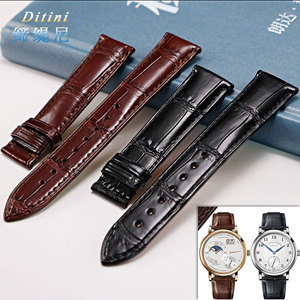 原装适用真皮手表带适用朗格langse 1男士1815蝴蝶扣表带233.026