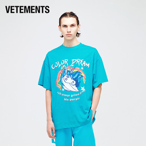 vetements旗舰新款潮流彩虹独角兽印花男女休闲短袖t恤12152047