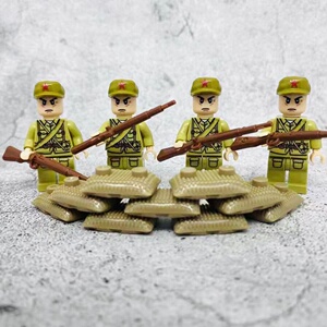 军事志愿军人仔玩具打仗乐高长津湖水门桥抗美援朝积木手动脑益智