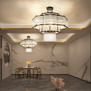 轻奢水晶客厅吊灯新中式别墅大厅复式楼餐厅酒店大堂饭店包厢灯具