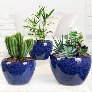 花盆大陶瓷孔雀蓝客厅室内办公室绿萝多肉盆栽吊兰特价清仓带托盘