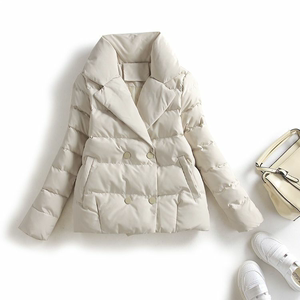 棉衣女冬短款2023新款西装领修身显瘦羽绒棉服女士小个子棉袄外套