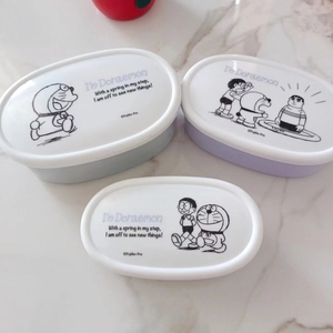 日本斯凯达卡通便当饭盒艾莎米菲姆明小黄人抗菌保鲜盒3件套2320
