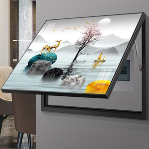 电源餐厅电表箱装饰画北欧遮挡开箱开关盒挂画风景液压总闸竖版