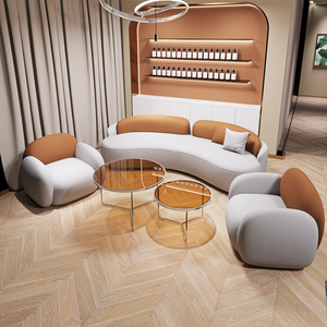 服装店美容院沙发科技布现代简约弧形客厅酒店大堂休息区接待圆弧