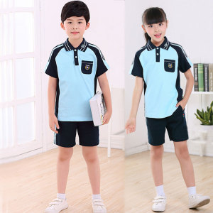 南宁市新希望纯棉校服夏季短袖学生小学初中高中运动服男女蓝套装