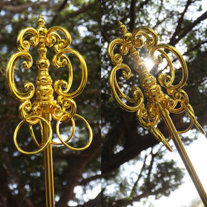 锡杖禅杖法杖降魔杖 地藏王菩萨法器 锌合金火焰珠法器新四面禅杖