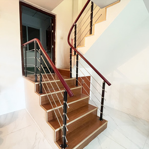 宁波不锈钢拉丝扶手栏杆室内家用现代简约阳台公寓复试阁楼梯实木