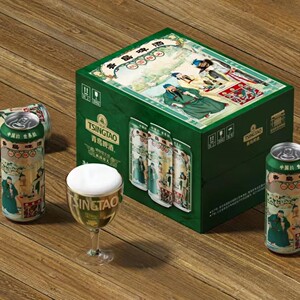 青岛啤酒桃园结义桃园三结义500ml*12听 酒杯手提袋装 高浓度啤酒