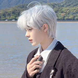 银色假发男短发全头套式日系少年感男生微分碎盖网红同款男士发套