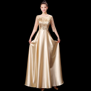 大合唱演出服女长裙学生红歌比赛服装中国风主持人合唱团指挥礼服