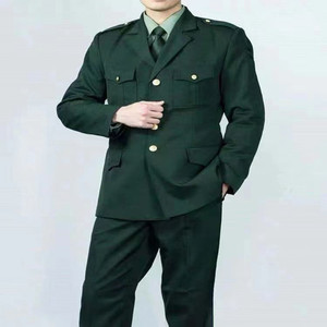 新款春秋套装西装正装松枝绿外套冬季常服中山领口套装男