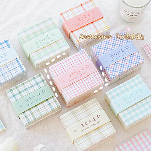 200张jk格子便签纸 ins风高颜值便利贴无粘性学生用手账素材纸手帐