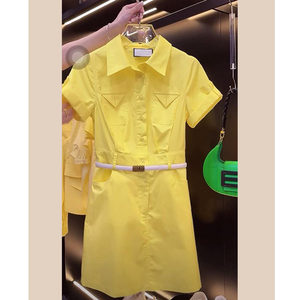 法式高端精致气质名媛女神范高级感超好看黄色工装连衣裙2024夏季