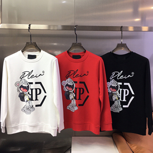 欧洲站秋冬潮牌pp卡通动漫卫衣印花美金小熊男女款qp套头衫上衣服