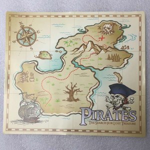 儿童考古玩具藏宝图 寻宝游戏道具小地图 男女孩子 海盗宝藏地
