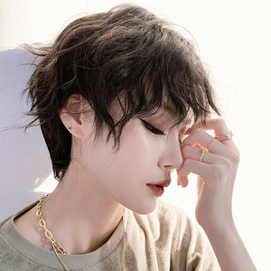 假发女短发全头套锡纸烫网红同款蓬松自然卷发男中性酷帅气泡面头