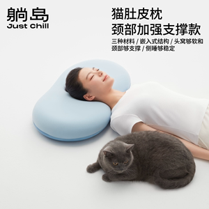 躺岛猫肚皮枕记忆棉枕头颈部加强支撑单人低枕分区侧睡枕床上用品