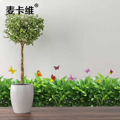 线踢贴脚脚墙饰草绿线地墙3d装璃物脚色玻小立地角画墙植线体贴纸