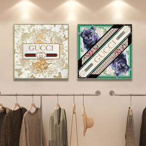 高端商场挂画奢侈品店女装店专柜收银台装饰画奢侈品牌衣帽间壁画