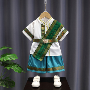 儿童汉服男童云南少数民族服饰傣族泼水节服装女童夏季古装表演服