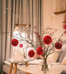 年宵花水养灯台花枝鲜切枝条木本枝条文艺中国风家居一扎.