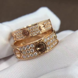 cartier/卡地亚螺丝戒指18k玫瑰金白金无钻满钻经典款男女对戒