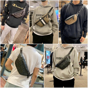 coach/蔻驰新款男士腰包小号马车标印花单肩包大号胸包斜挎包1411