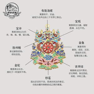 布达拉宫吉祥八宝钥匙扣平安挂件西藏民族钥匙链包包挂饰男女文创