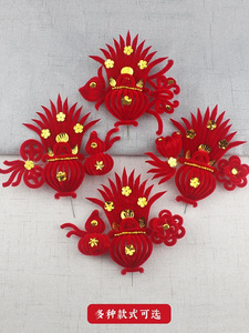 过年妈妈头花2022天津春节聚宝盆红绒花婆婆花喜庆新年传统头饰