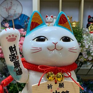 金石工坊开运祈愿睁眼招财猫摆件陶瓷存钱罐客厅装饰创意开业礼品