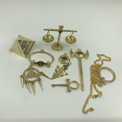 游戏王神器合金钥匙扣项链挂扣套装千年积木锡杖智慧轮眼挂件礼物