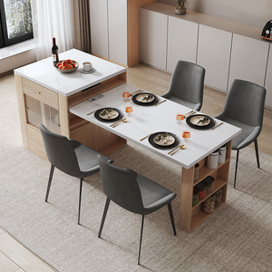岩板岛台餐桌一体可伸缩家用小户型现代简约厨房吧台吃饭桌