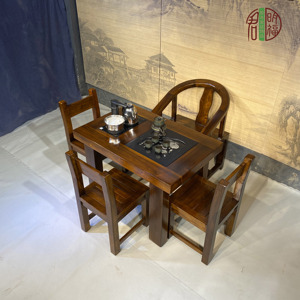 老船木小户型阳台茶桌椅组合实木办工茶客厅几家用简约小型桌台茶