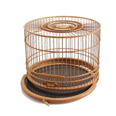 制颏条青岛d圆形抽屉大小鸟笼子紫竹高档红颠活底鸟笼贝绣