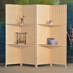 竹编屏风隔断客厅简约现代办公室简易折叠移动卧室玄关遮挡带隔板