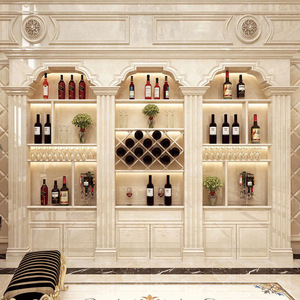 欧式客厅大理石罗马柱背景墙餐厅酒柜玄关隔断柜人造石墙柜整体柜