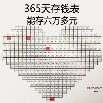 52计划表版日历心形表格电子攒钱365贴纸天存钱罐周神器存钱