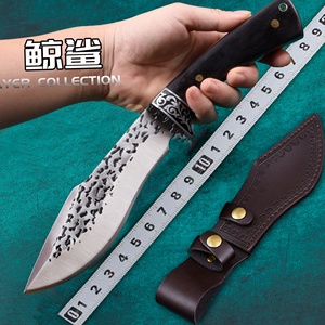 百兽碳钢长款平磨锋利腿狗直刀野外防身求生军工开路生存户外刀