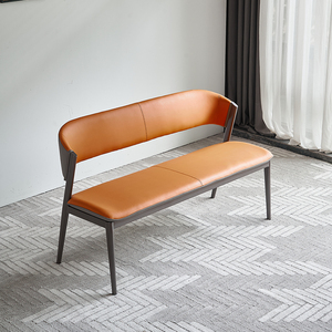 现代简约长餐椅家用长条凳子靠背椅轻奢网红椅子长方形软包长餐凳