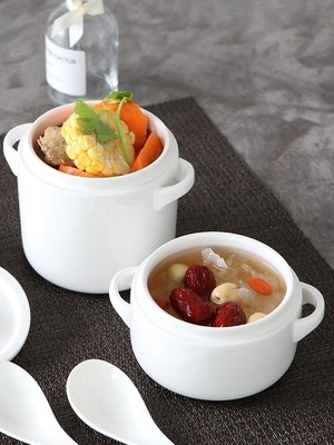 矮炖盅吨锅汤蛊炖汤的盅隔水炖家用陶瓷带盖双盖煲汤燕窝专用炖罐