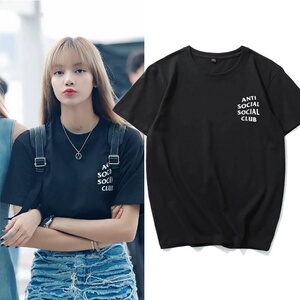 有你2 lisa同款衣服字母短袖t恤女学生韩版宽松打底ins潮棉圆领