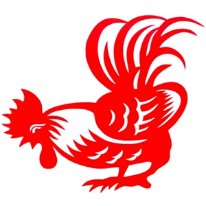 传统低头大红公鸡k贴纸墙贴不干胶玻璃贴镂空窗花橱窗剪纸画带胶