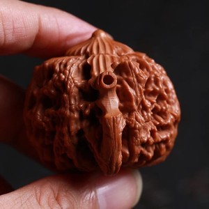 京品文玩麻核桃把玩手把件把把壶核雕八把壶官帽虎头狮子头四座楼