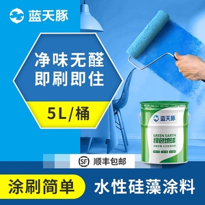 蓝天豚水性硅藻泥室内墙面漆家用乳胶漆自刷净味电视背景墙艺术漆我