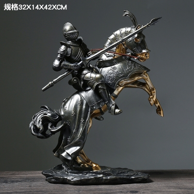 欧式复古骑士摆设y客厅酒吧装饰品创意礼物罗马铠甲勇士摆件工艺